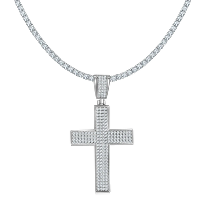 Classic Gold-plated Cross Necklace Made Of S925 Silver With Moissanite Gemstones Of Grade D
