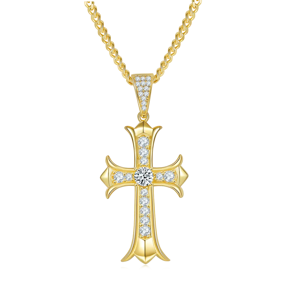 Retro Cross Necklace - S925 Silver Pendant with Moissanite Stones