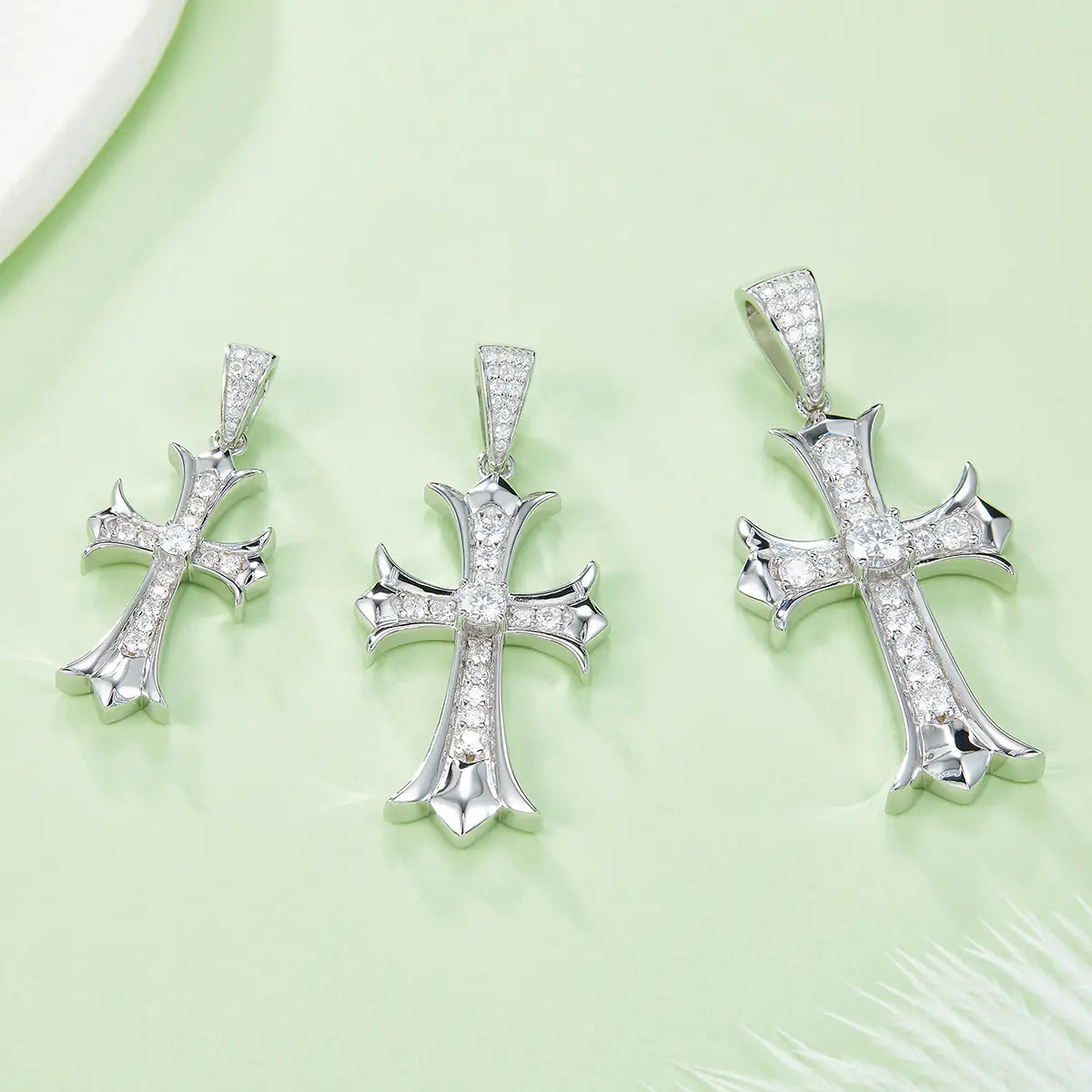 Retro Cross Necklace - S925 Silver Pendant with Moissanite Stones