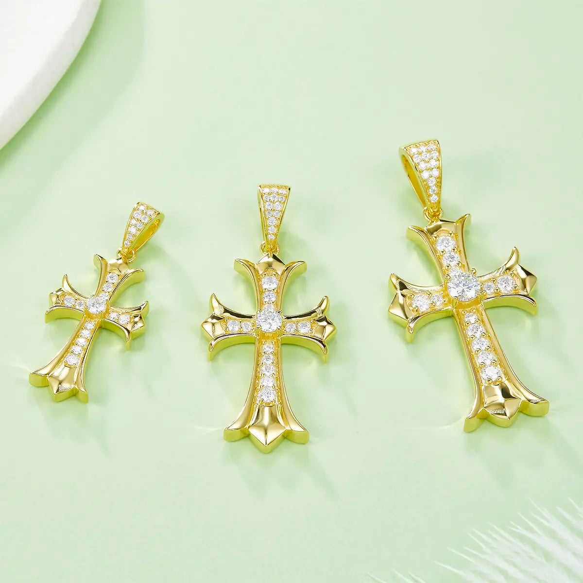 Retro Cross Necklace - S925 Silver Pendant with Moissanite Stones
