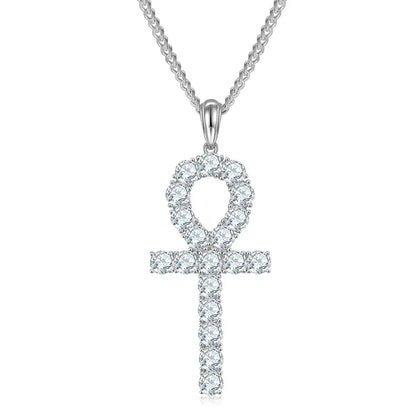 Fashion Cross Necklace - S925 Silver Pendant with Moissanite Stones