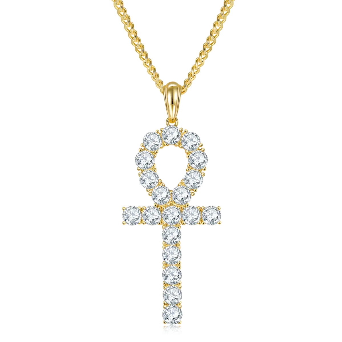 Fashion Cross Necklace - S925 Silver Pendant with Moissanite Stones