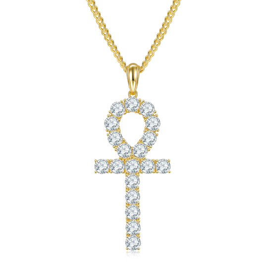 Fashion Cross Necklace - S925 Silver Pendant with Moissanite Stones