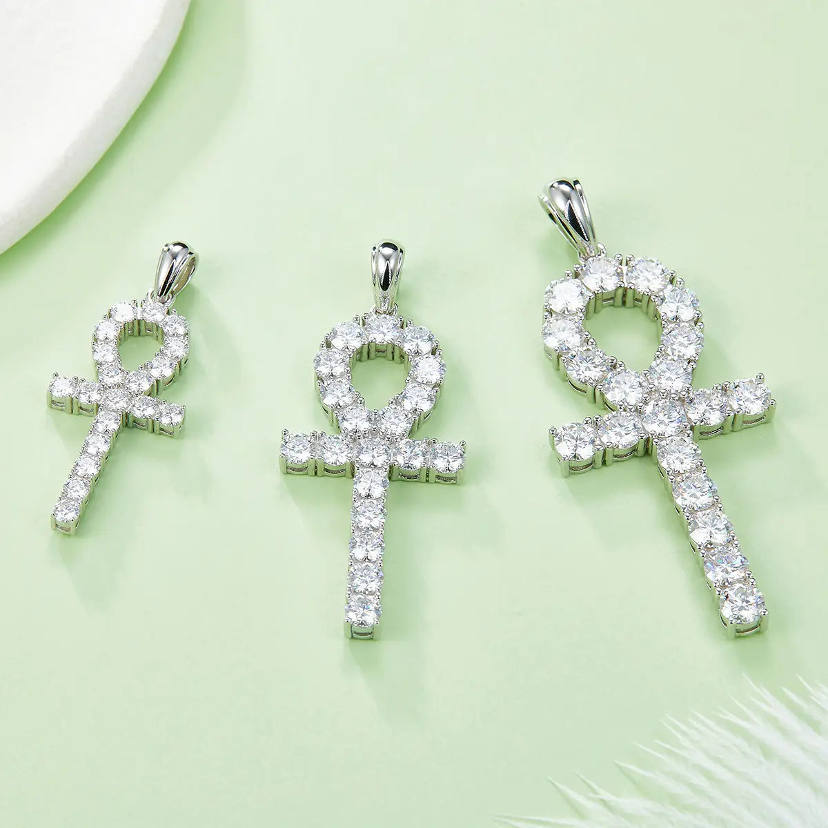 Fashion Cross Necklace - S925 Silver Pendant with Moissanite Stones