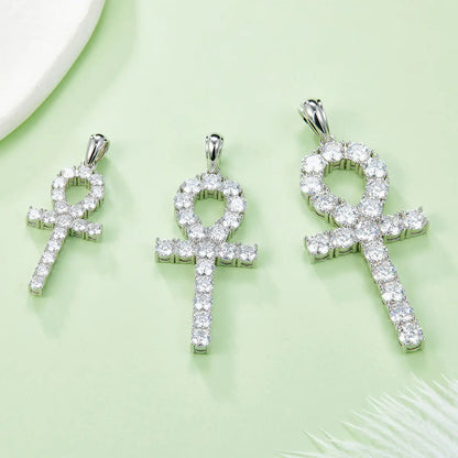 Fashion Cross Necklace - S925 Silver Pendant with Moissanite Stones