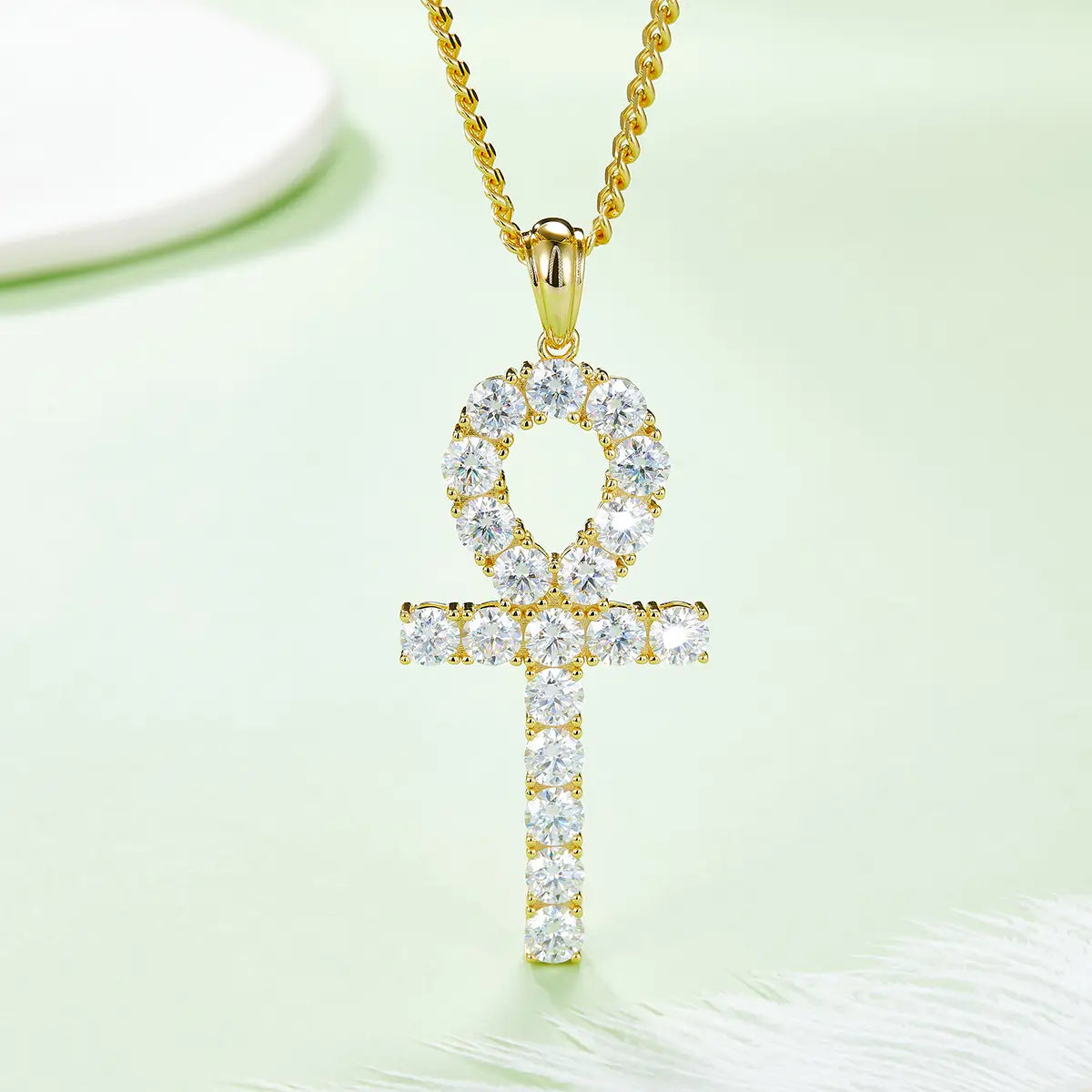 Fashion Cross Necklace - S925 Silver Pendant with Moissanite Stones