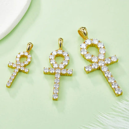 Fashion Cross Necklace - S925 Silver Pendant with Moissanite Stones