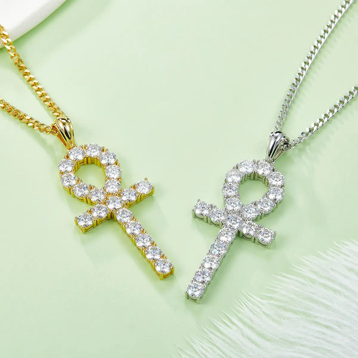 Fashion Cross Necklace - S925 Silver Pendant with Moissanite Stones