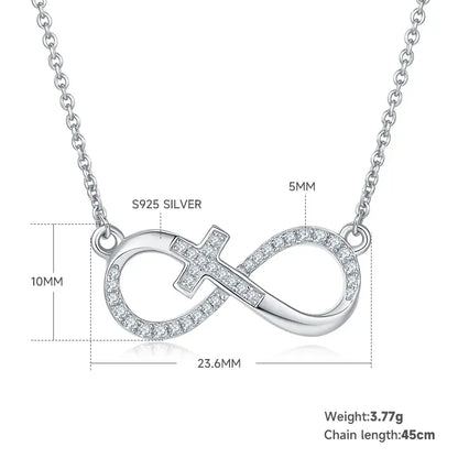 Pavé Cross Pendant (Infinite Love Theme) - S925 Silver with D-color 0.19CT Moissanite Melee Stones