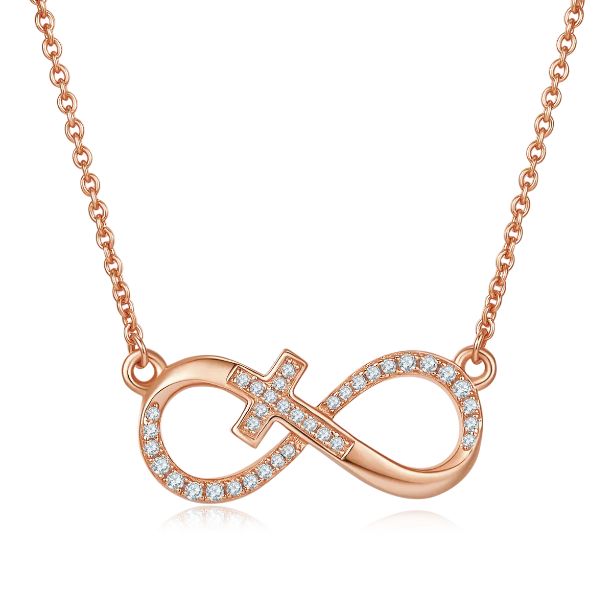 Pavé Cross Pendant (Infinite Love Theme) - S925 Silver with D-color 0.19CT Moissanite Melee Stones