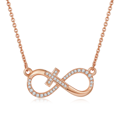 Pavé Cross Pendant (Infinite Love Theme) - S925 Silver with D-color 0.19CT Moissanite Melee Stones
