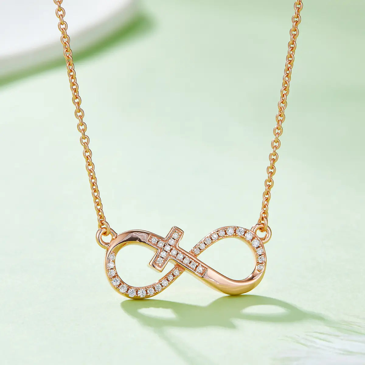Pavé Cross Pendant (Infinite Love Theme) - S925 Silver with D-color 0.19CT Moissanite Melee Stones
