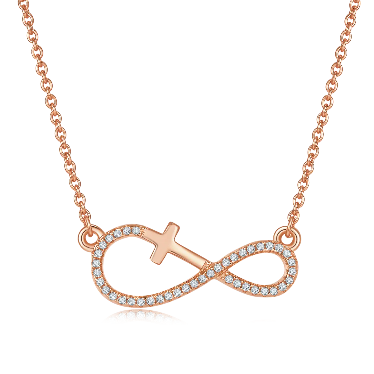 Infinite Love Cross Pendant - S925 Silver with D-color Moissanite Melee Stones