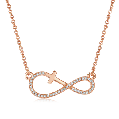 Infinite Love Cross Pendant - S925 Silver with D-color Moissanite Melee Stones