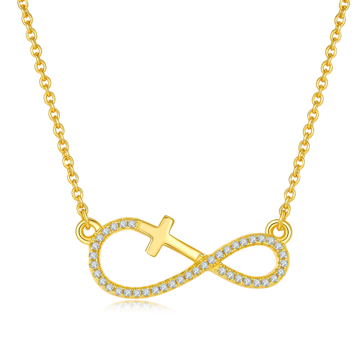 Infinite Love Cross Pendant - S925 Silver with D-color Moissanite Melee Stones