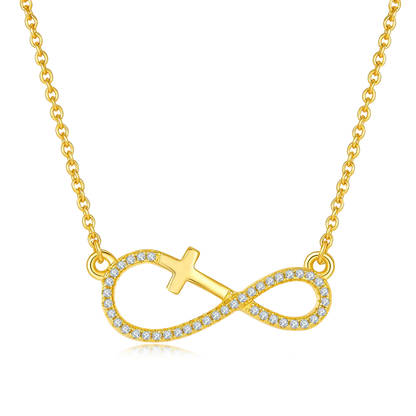 Infinite Love Cross Pendant - S925 Silver with D-color Moissanite Melee Stones