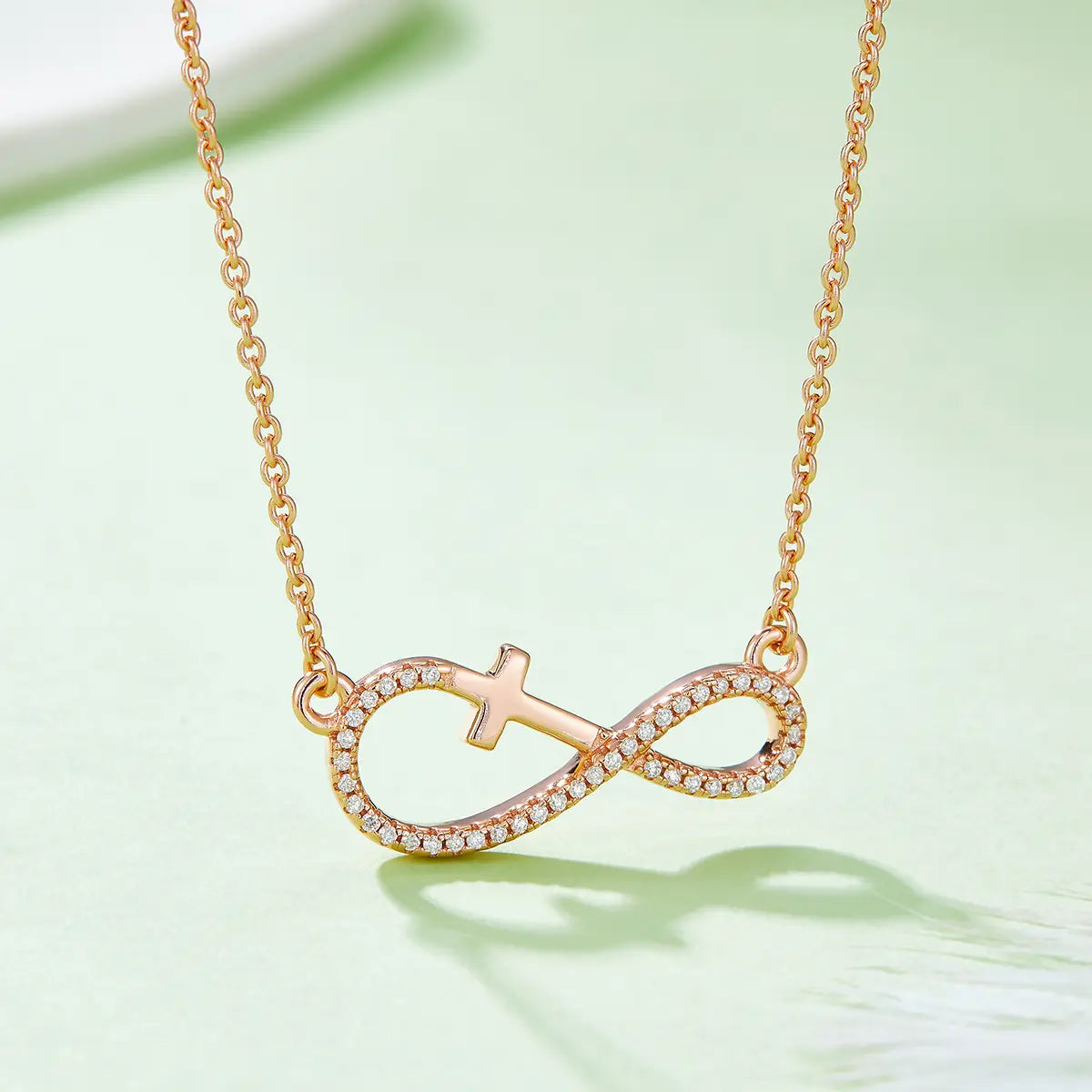 Infinite Love Cross Pendant - S925 Silver with D-color Moissanite Melee Stones