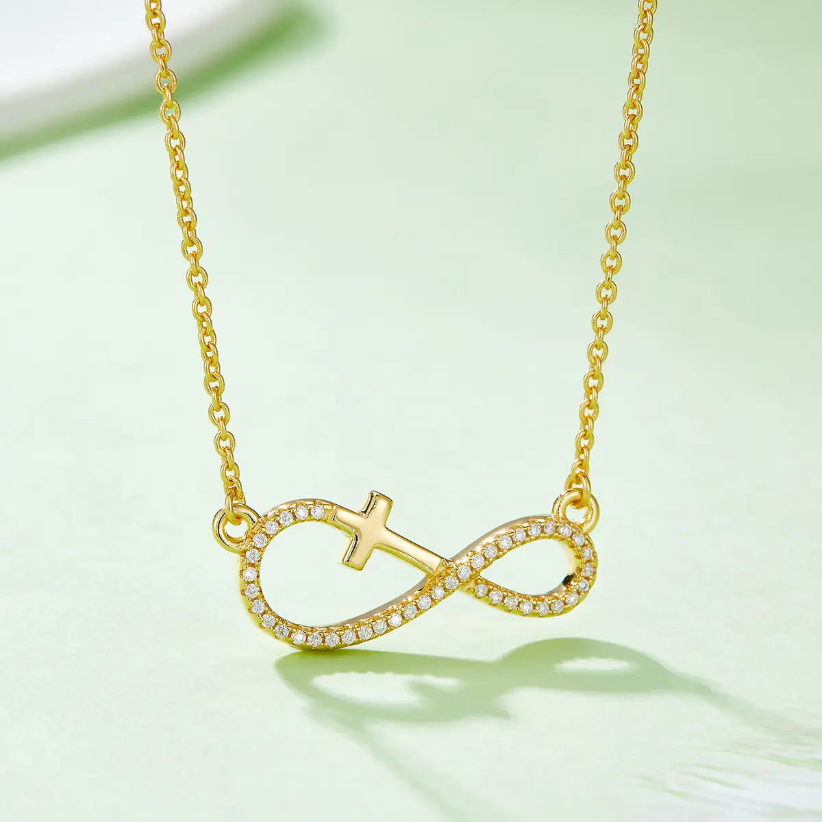 Infinite Love Cross Pendant - S925 Silver with D-color Moissanite Melee Stones