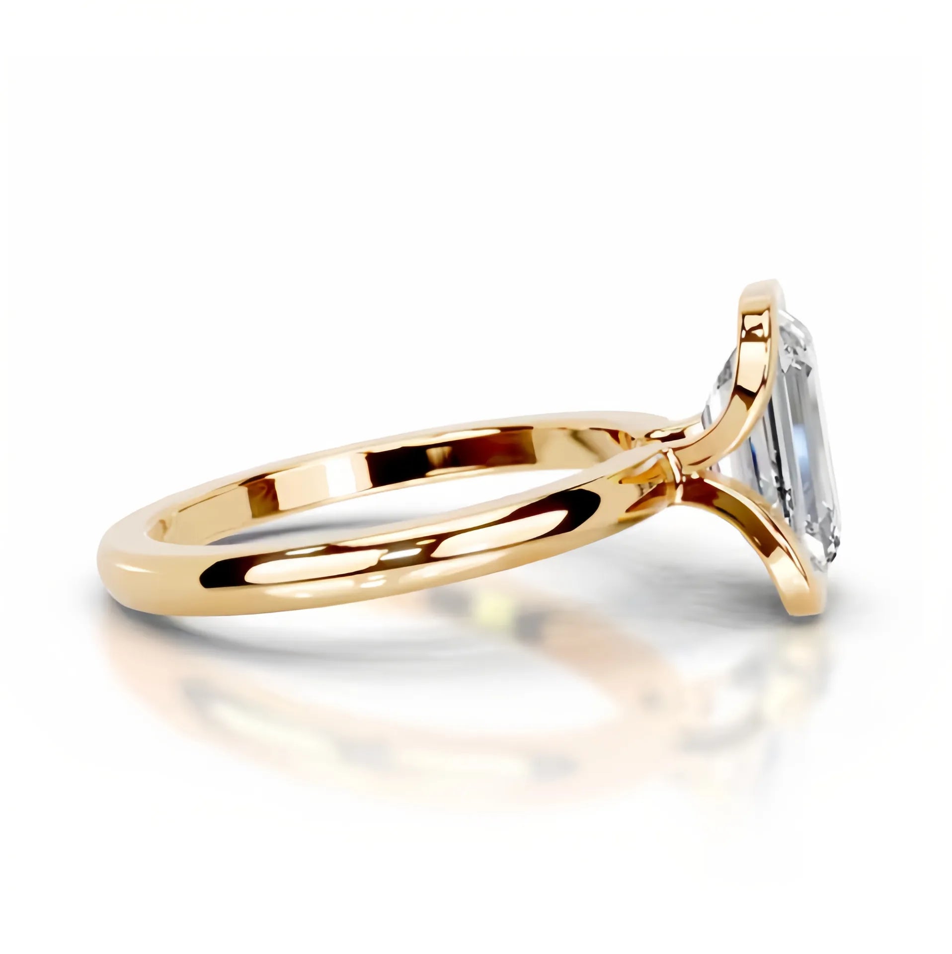 18K Gold Plated S925 Silver Half Bezel D Color 2CT Moissanite Wedding Ring