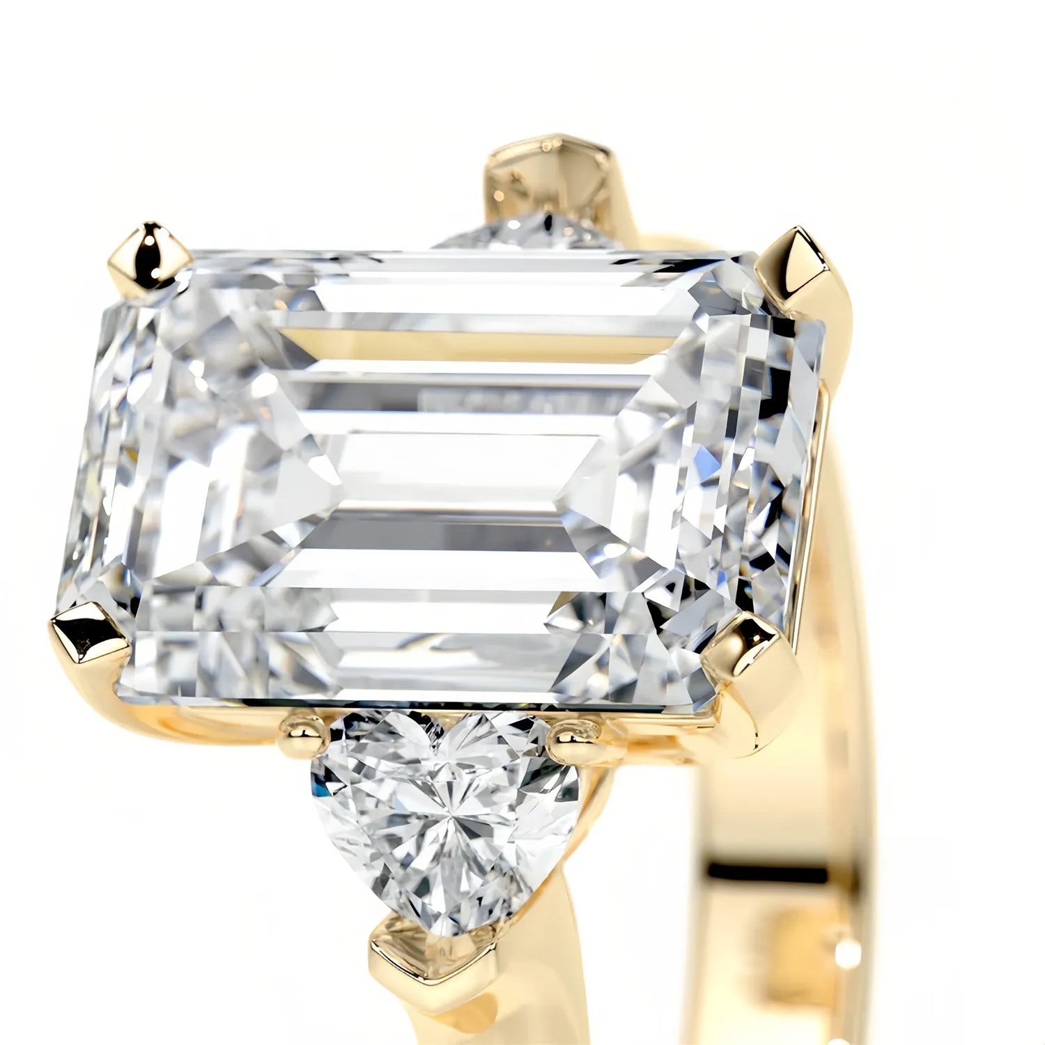 Luxury Large Carat Three Stone Moissanite Wedding Ring