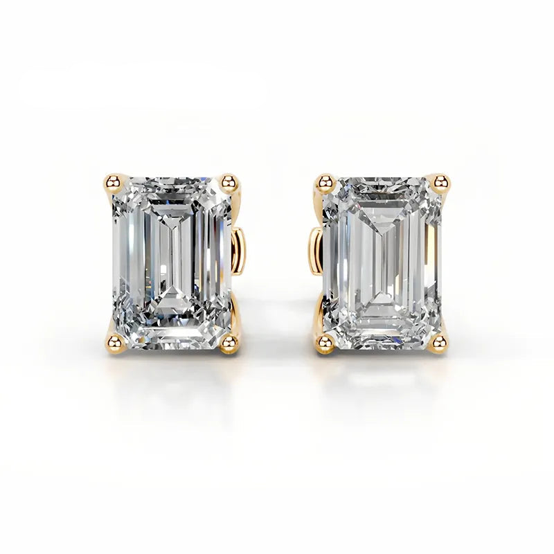 1CT Moissanite Stud Earrings | Tulip Four-Prong S925 Silver 18K Gold Plated