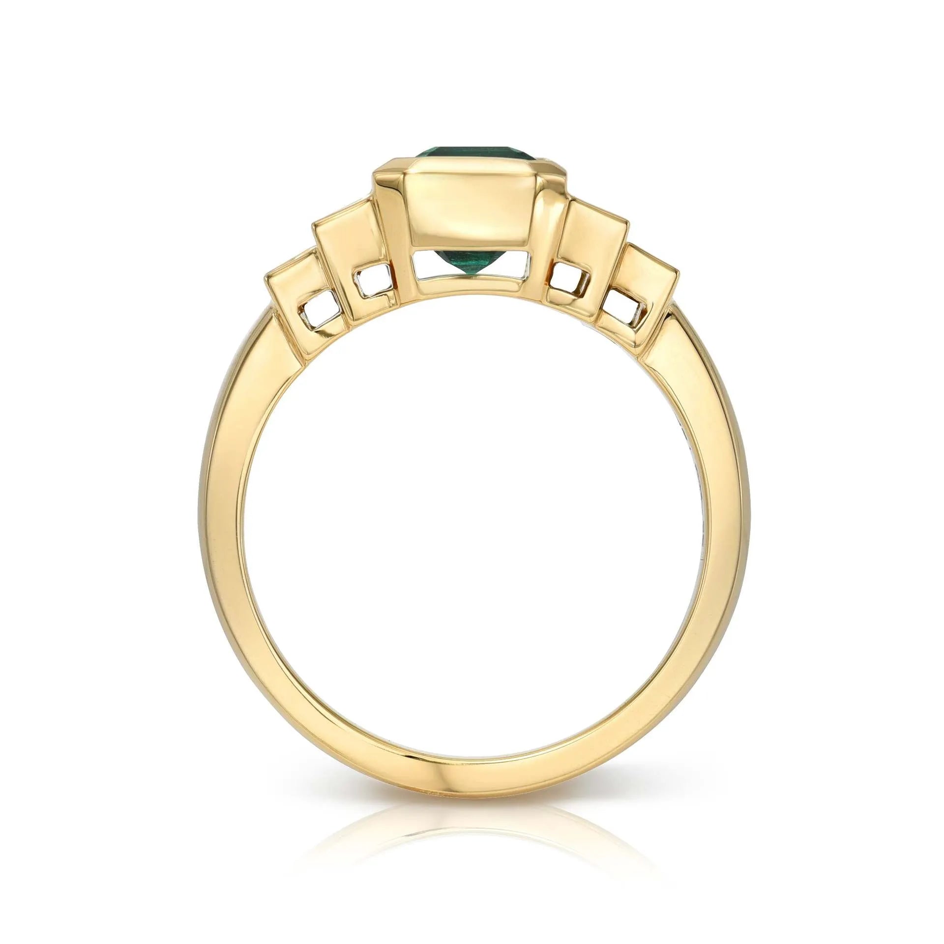 Luxury Lab Grown Emerald & Blue Sapphire Color Gemstone Ring| 18K Gold Plated S925 Sterling Silver