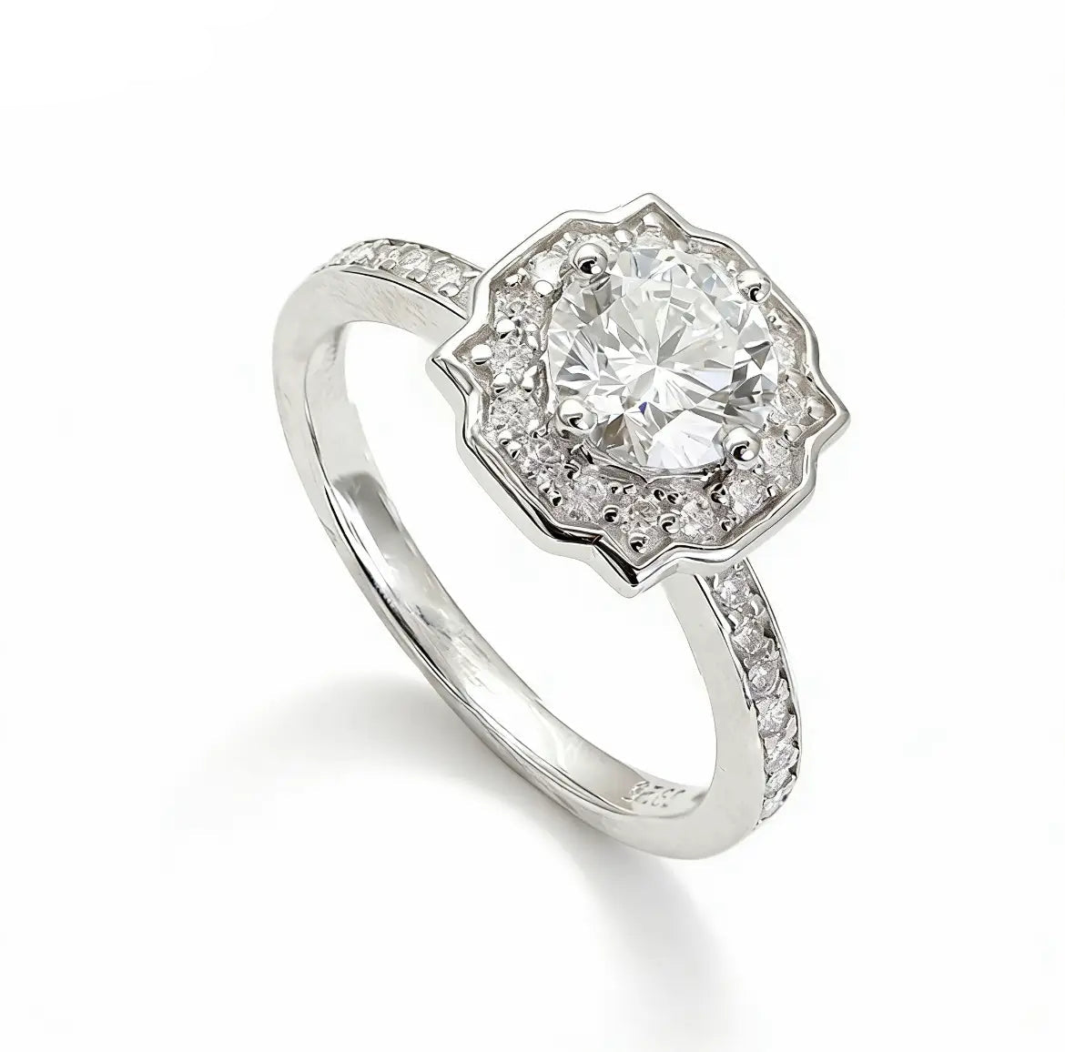S925 Silver Luxury Floral Cut Lab Grown Diamond Ring