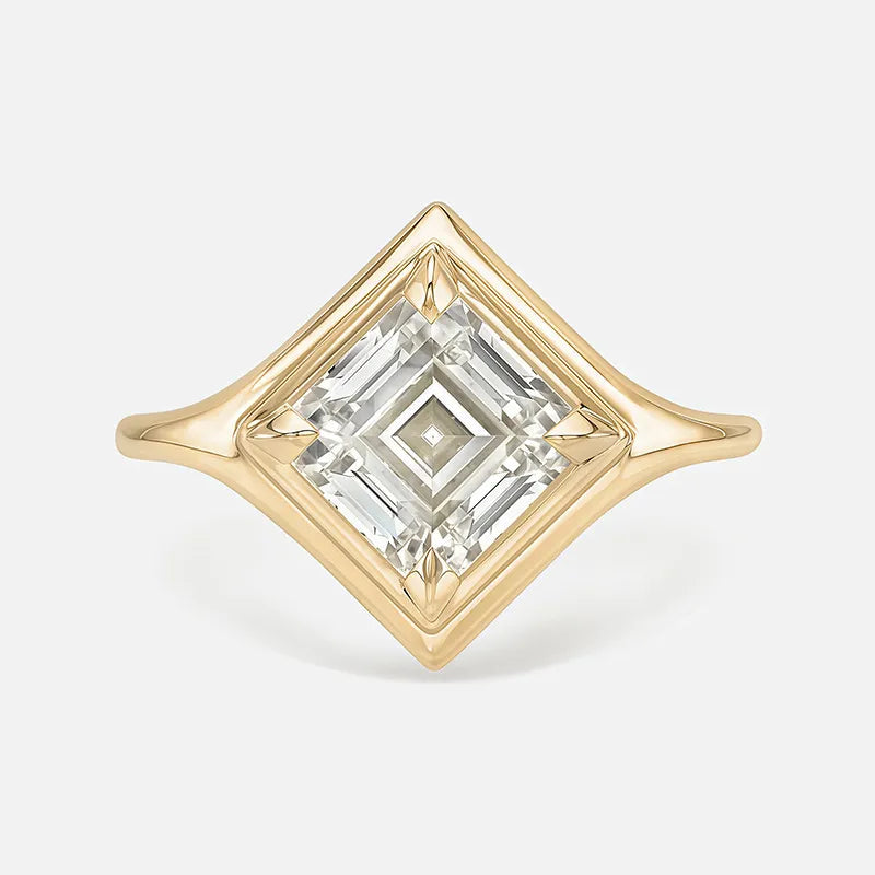 Bestseller 1~2CT Bezel Set Moissanite Wedding Ring, 18K Gold Plated S925 Silver