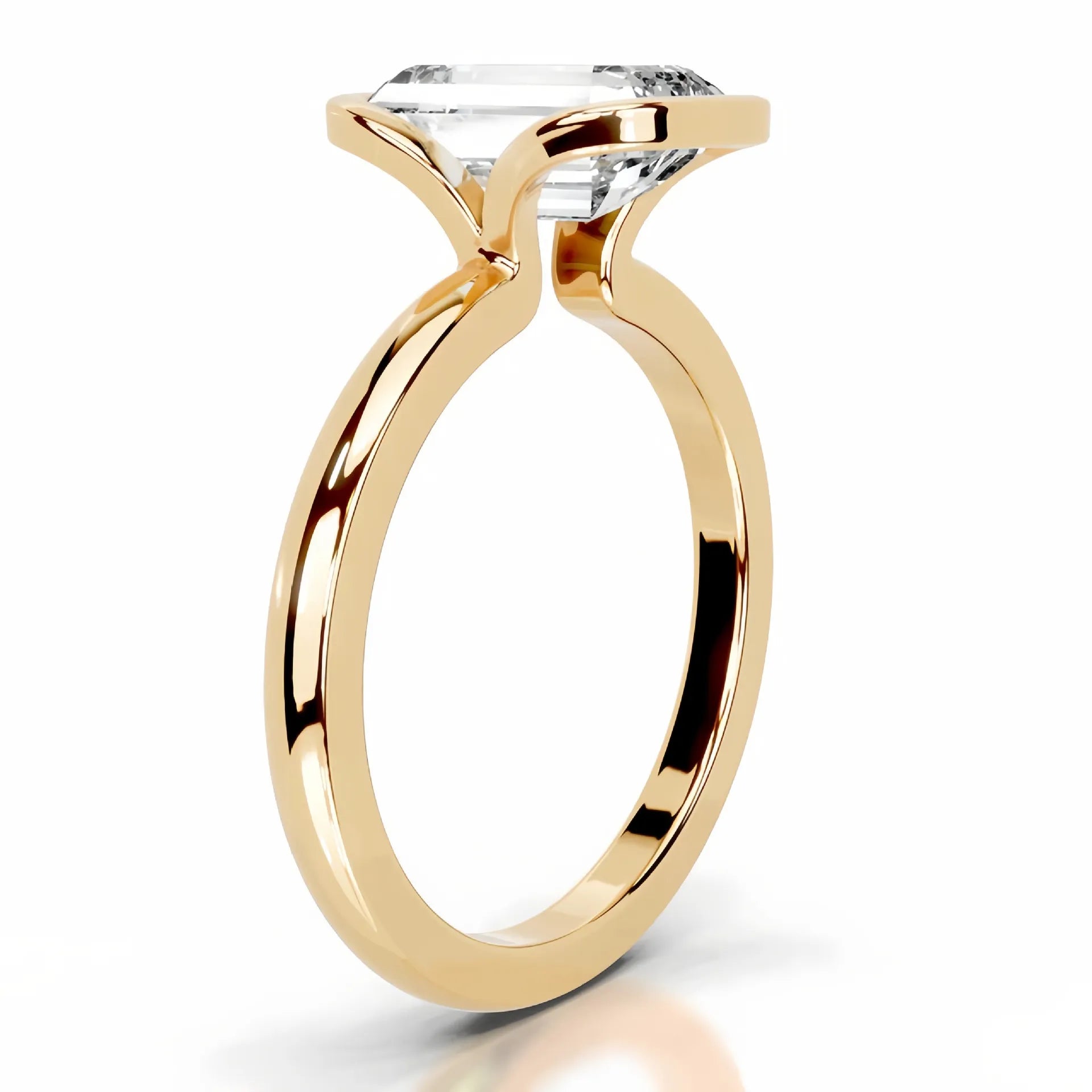 18K Gold Plated S925 Silver Half Bezel D Color 2CT Moissanite Wedding Ring