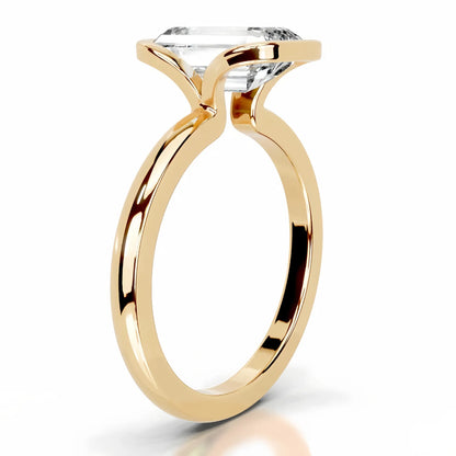 18K Gold Plated S925 Silver Half Bezel D Color 2CT Moissanite Wedding Ring