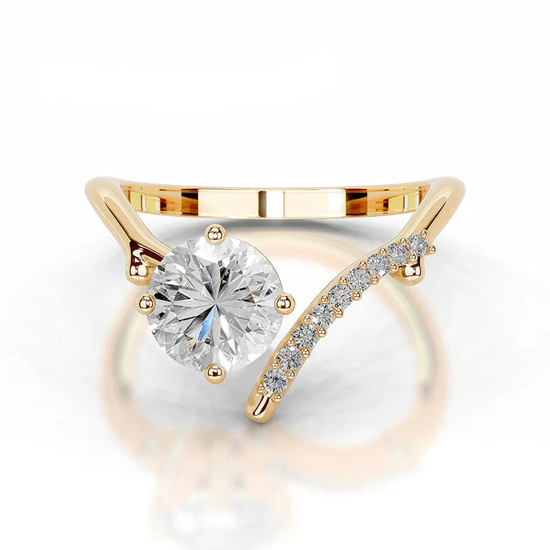 Split Shank Moissanite Gold Plated S925 Silver Ring