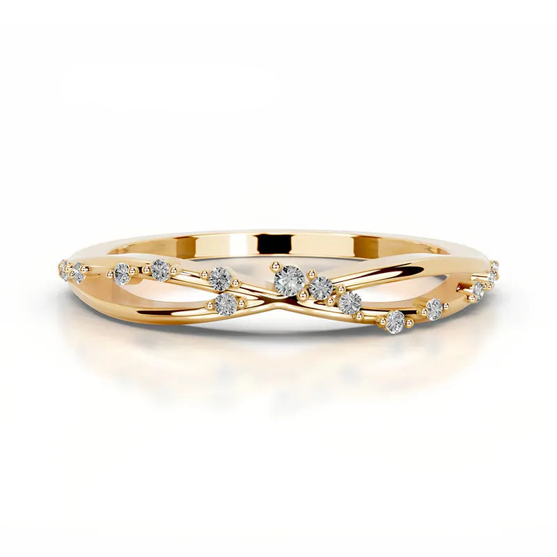 Hot Selling Elegant Stackable Band Ring Set | Niche Light Luxury Fashion Gold Plated S925 Sterling Silver Moissanite Rings