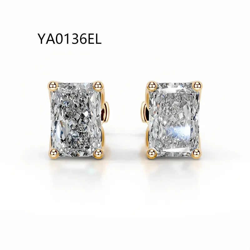1CT Moissanite Stud Earrings | Tulip Four-Prong S925 Silver 18K Gold Plated