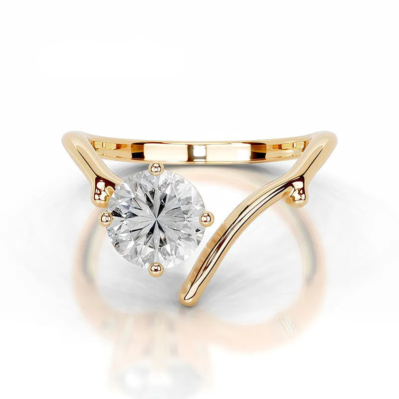 Split Shank Moissanite Gold Plated S925 Silver Ring