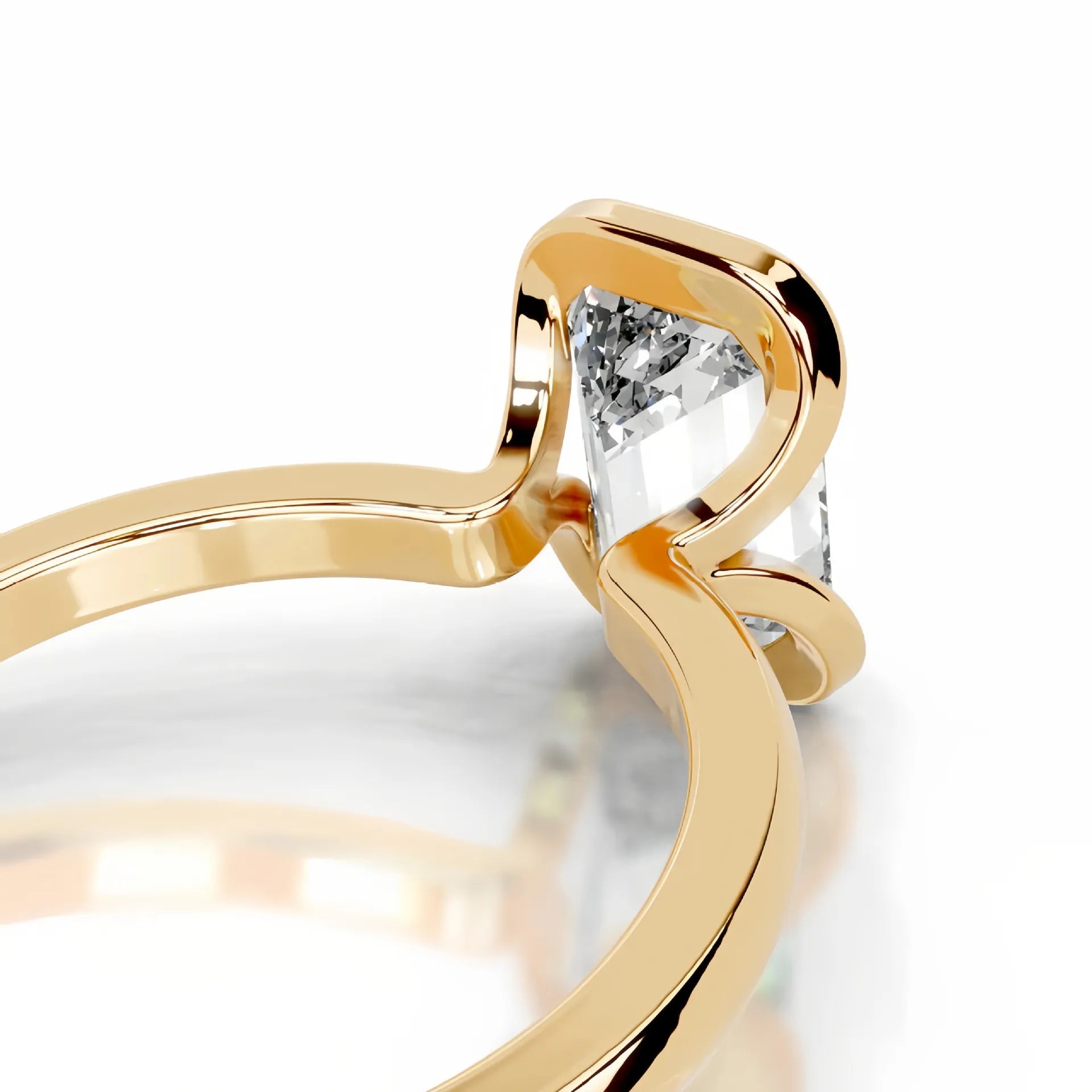 18K Gold Plated S925 Silver Half Bezel D Color 2CT Moissanite Wedding Ring