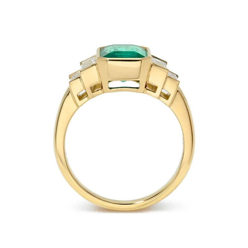 Luxury Lab Grown Emerald & Blue Sapphire Color Gemstone Ring| 18K Gold Plated S925 Sterling Silver