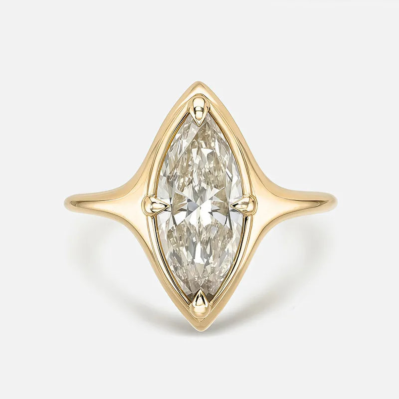 Bestseller 1~2CT Bezel Set Moissanite Wedding Ring, 18K Gold Plated S925 Silver