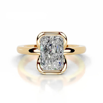 18K Gold Plated S925 Silver Half Bezel D Color 2CT Moissanite Wedding Ring