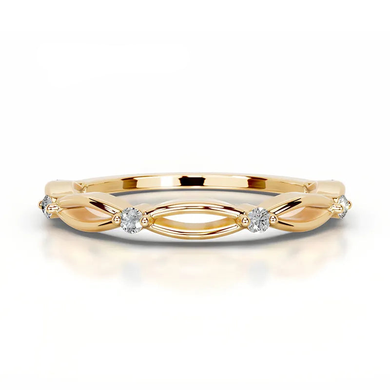 Hot Selling Elegant Stackable Band Ring Set | Niche Light Luxury Fashion Gold Plated S925 Sterling Silver Moissanite Rings