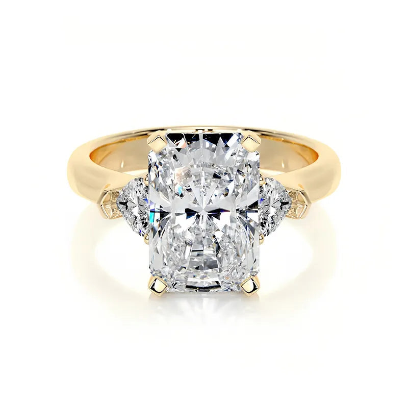 Luxury Large Carat Three Stone Moissanite Wedding Ring