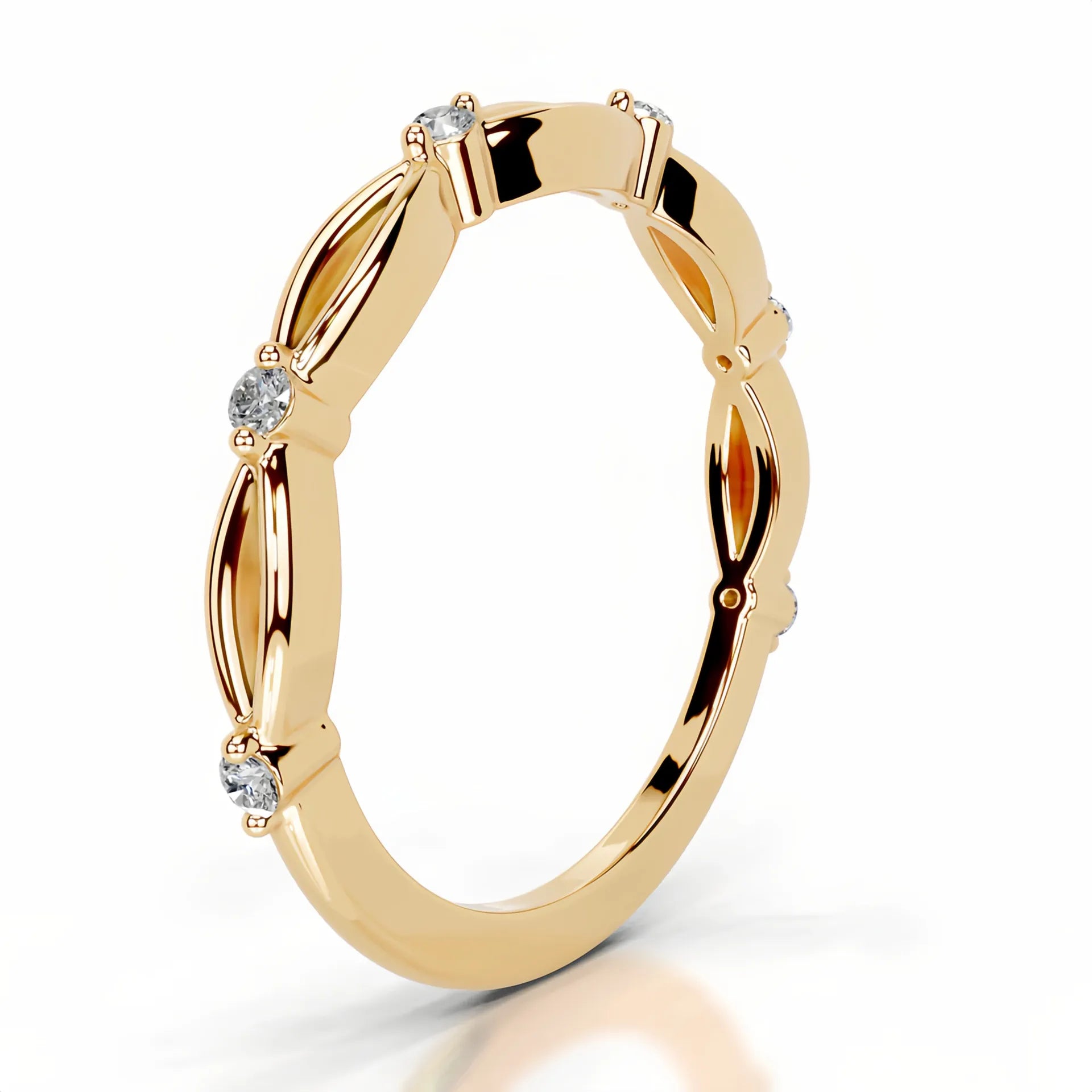 Hot Selling Elegant Stackable Band Ring Set | Niche Light Luxury Fashion Gold Plated S925 Sterling Silver Moissanite Rings