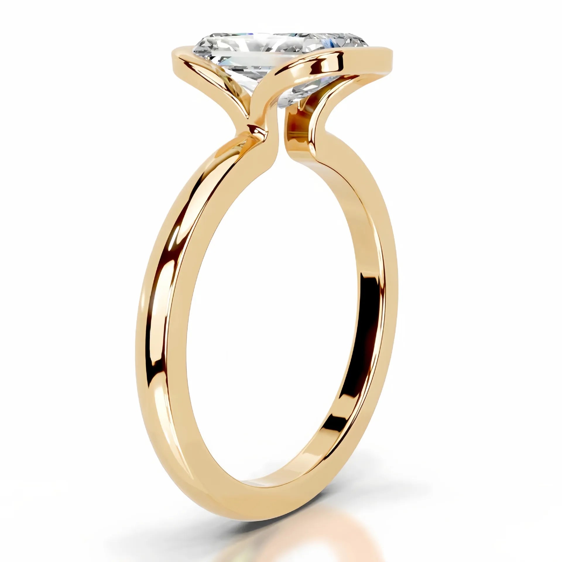 18K Gold Plated S925 Silver Half Bezel D Color 2CT Moissanite Wedding Ring