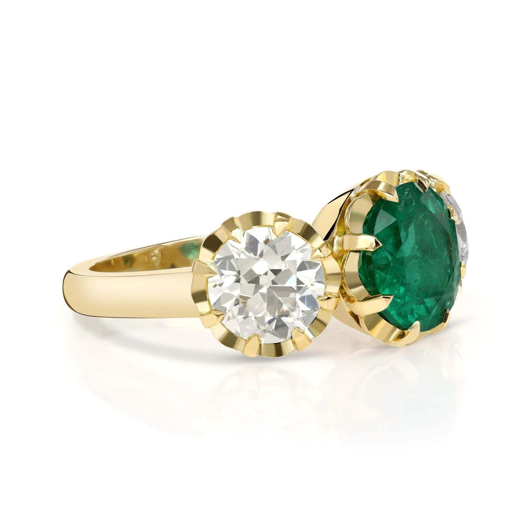 Luxury Lab Grown Emerald & Blue Sapphire Color Gemstone Ring| 18K Gold Plated S925 Sterling Silver