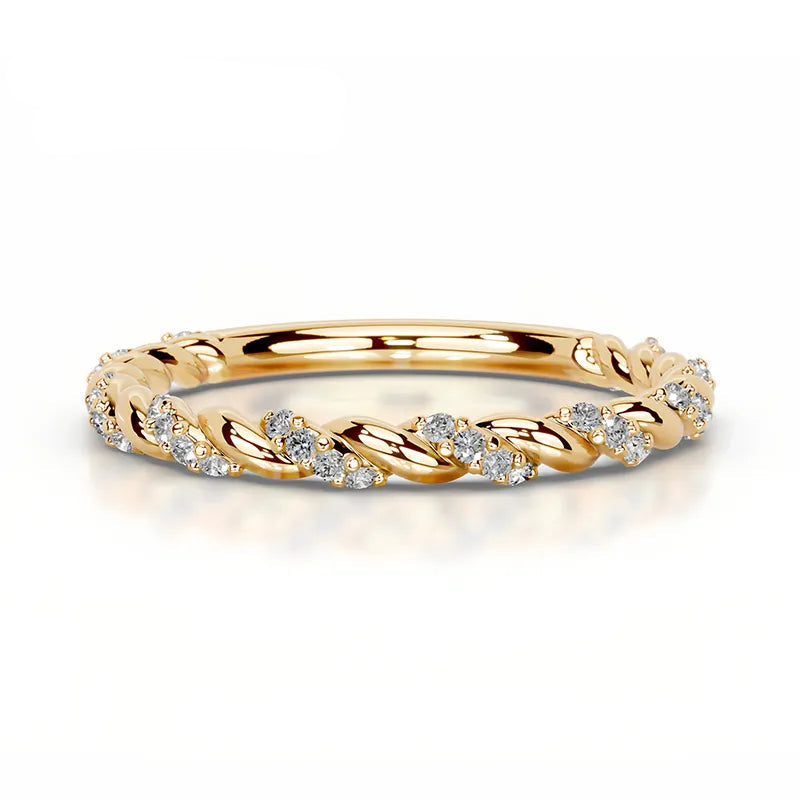 Hot Selling Elegant Stackable Band Ring Set | Niche Light Luxury Fashion Gold Plated S925 Sterling Silver Moissanite Rings