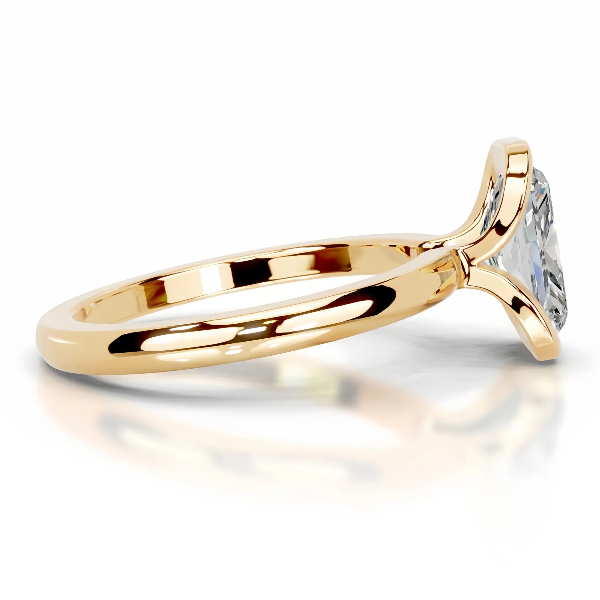 18K Gold Plated S925 Silver Half Bezel D Color 2CT Moissanite Wedding Ring