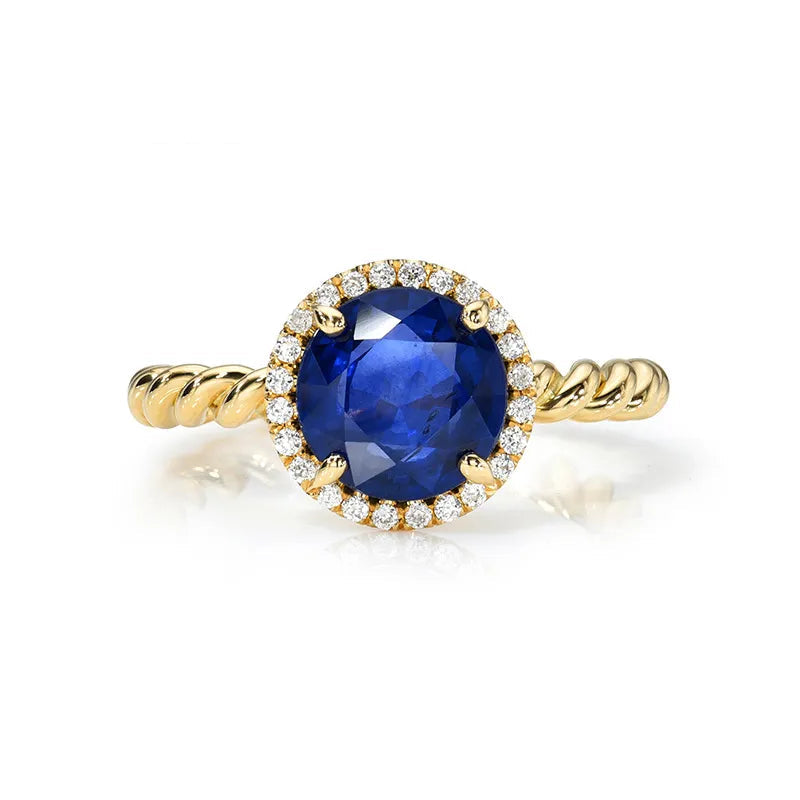 Luxury Lab Grown Emerald & Blue Sapphire Color Gemstone Ring| 18K Gold Plated S925 Sterling Silver