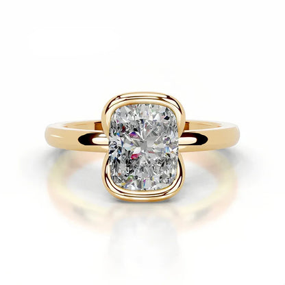 18K Gold Plated S925 Silver Half Bezel D Color 2CT Moissanite Wedding Ring