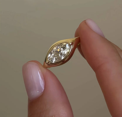 Bestseller 1~2CT Bezel Set Moissanite Wedding Ring, 18K Gold Plated S925 Silver