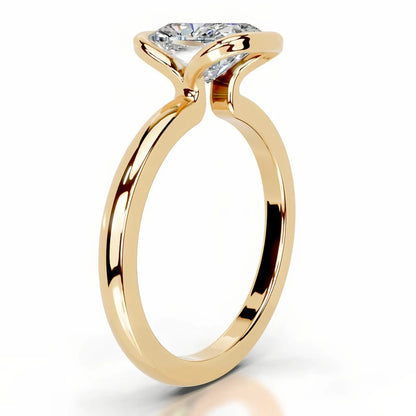 18K Gold Plated S925 Silver Half Bezel D Color 2CT Moissanite Wedding Ring