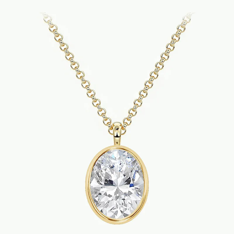 Luxury Dainty 1/2/3CT Full Bezel Moissanite Clavicle Necklace | S925 Silver With 18K Gold Plated